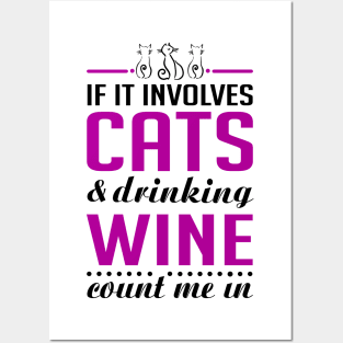 Cats and Wine Funny Posters and Art